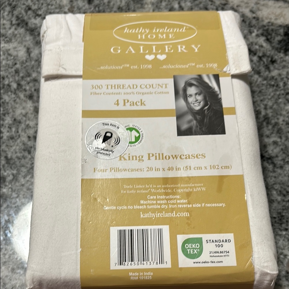 4-pc Kathy Ireland Home King size Pillowcases 300thread 100% organic cotton